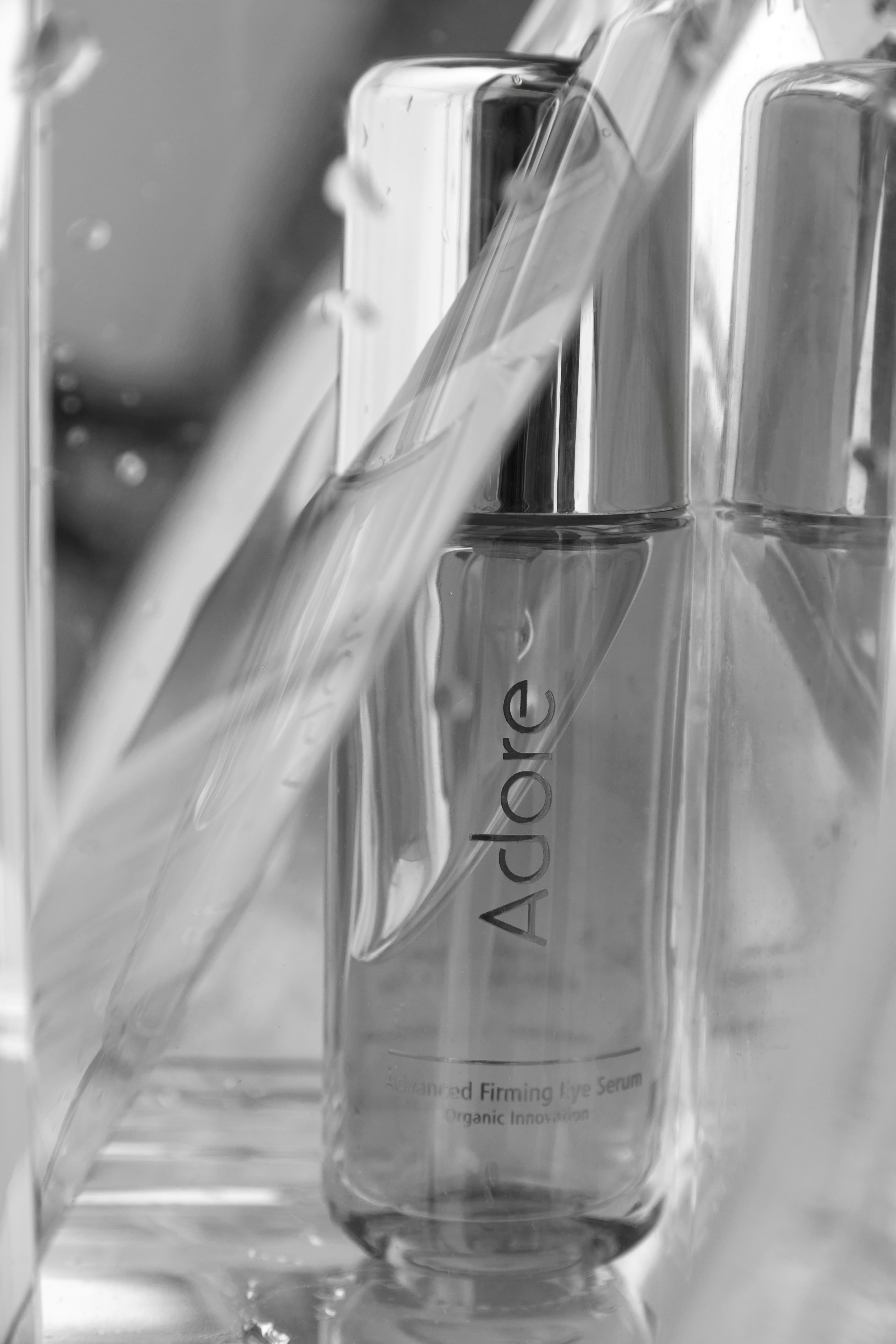 Premium skincare toner bottle on soft textile